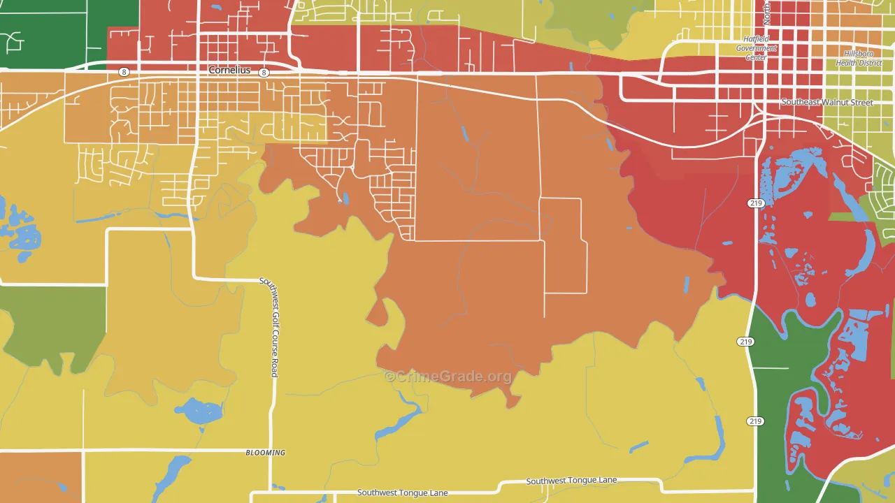 Mountaindale, OR Map of Theft Rates
