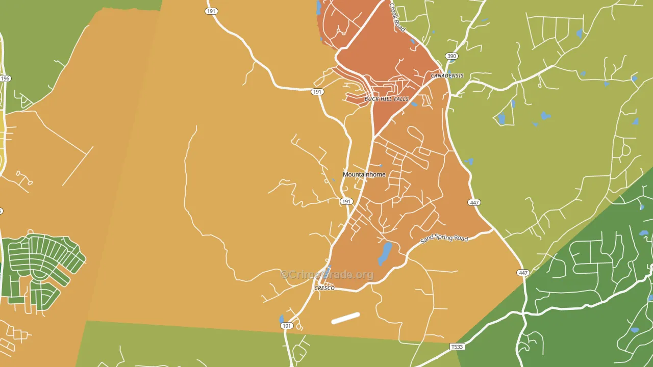 Mountainhome, PA Map of Theft Rates