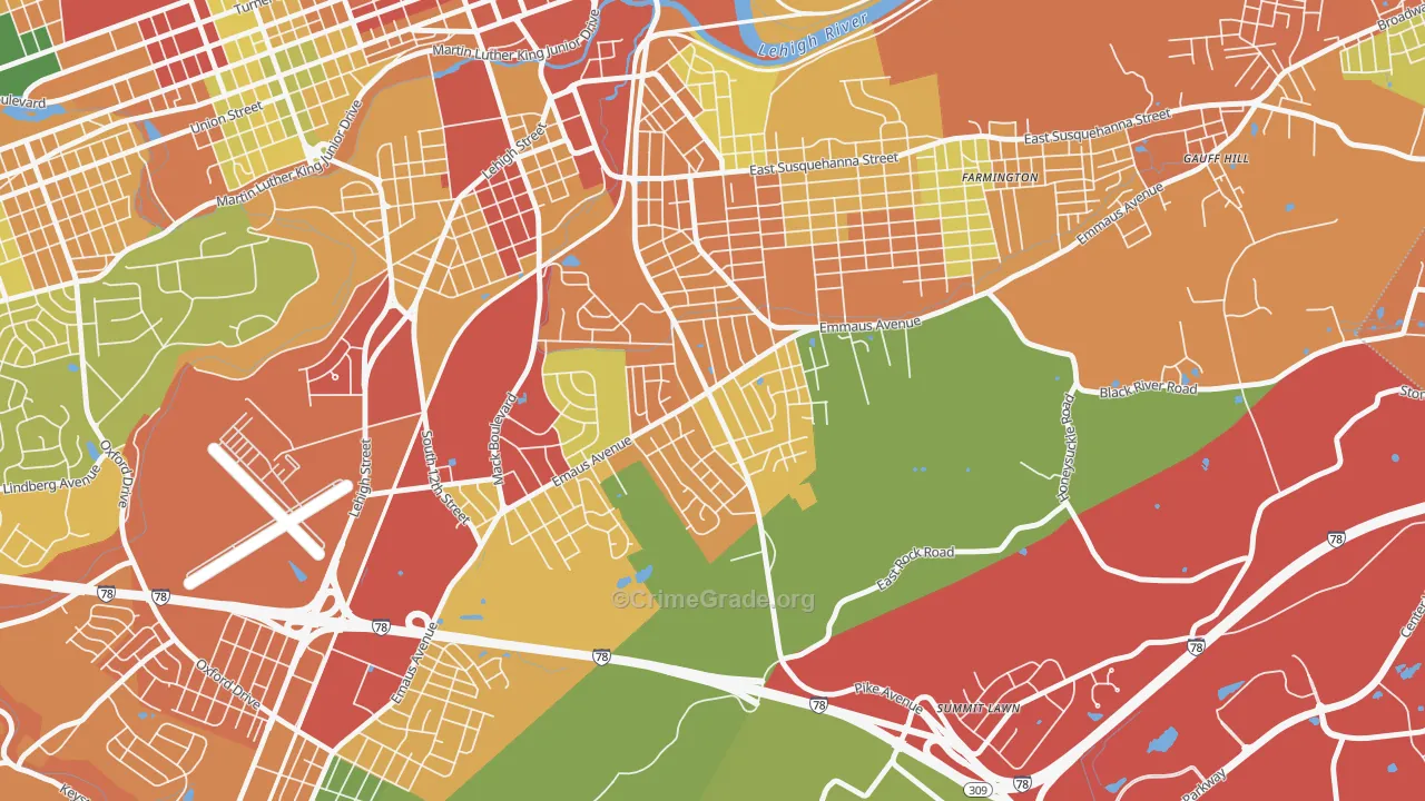 Mountainville, Allentown, PA Map of Theft Rates