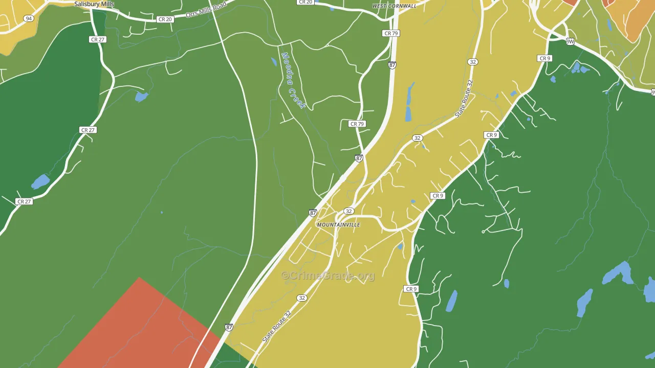 Mountainville, NY Map of Theft Rates