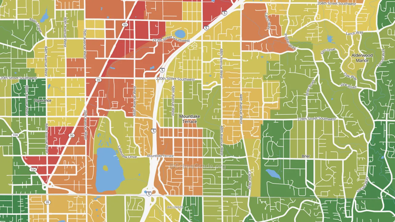 Mountlake Terrace, WA Map of Theft Rates