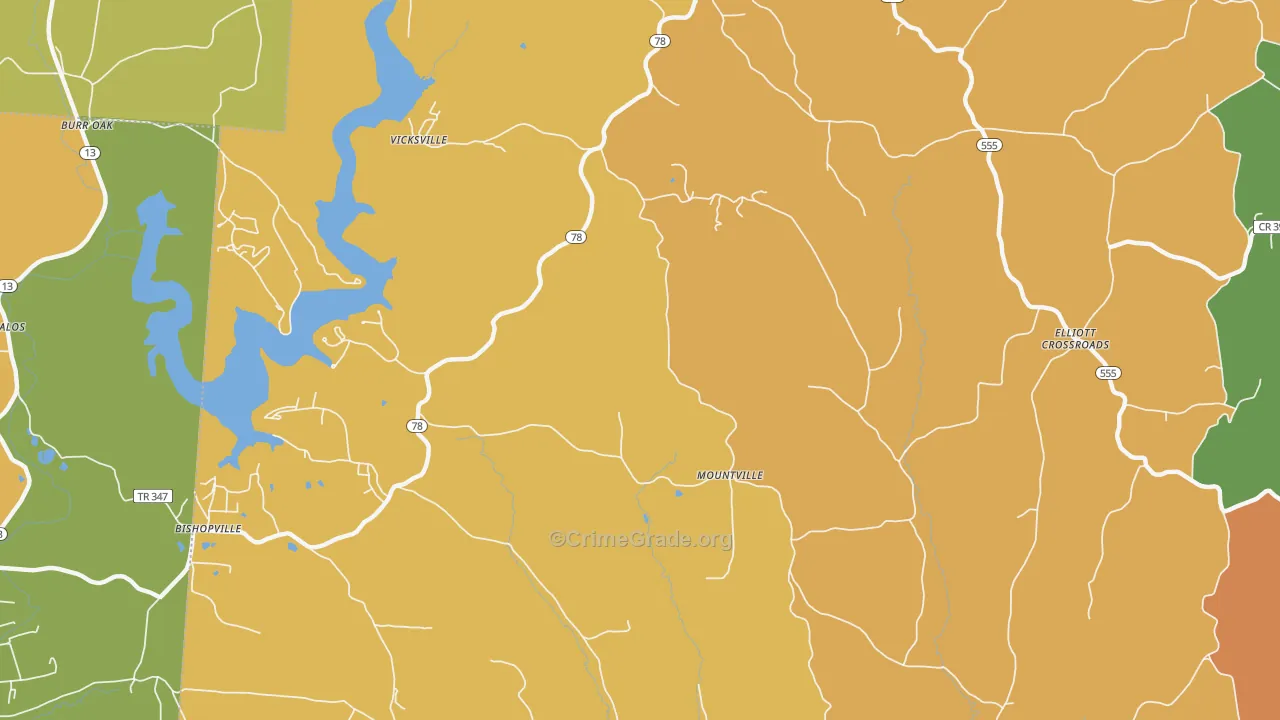 Mountville, OH Map of Theft Rates