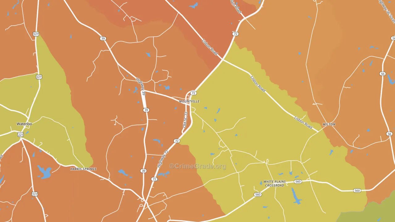 Mountville, SC Map of Theft Rates
