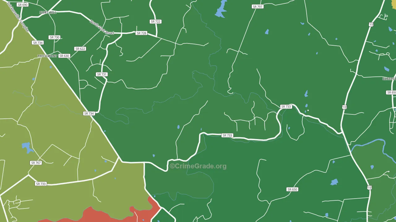 Mountville, VA Map of Theft Rates