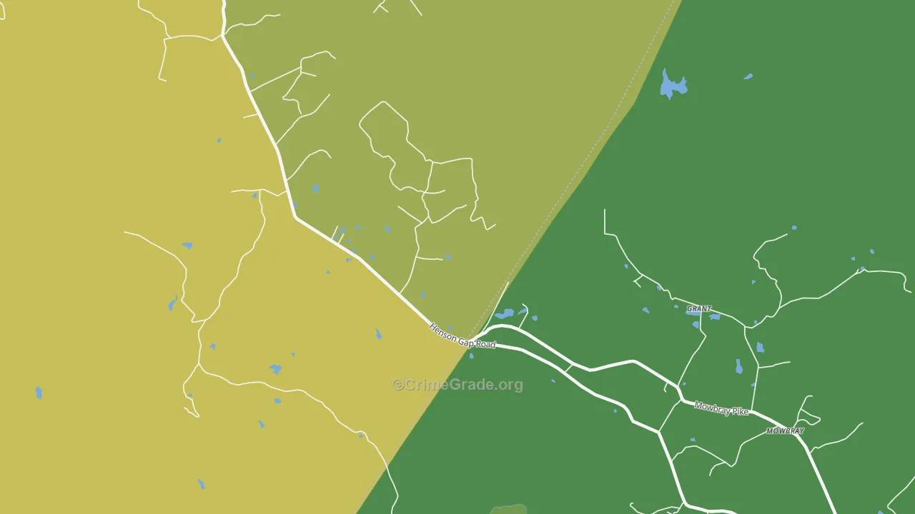 Mowbray, TN Map of Theft Rates