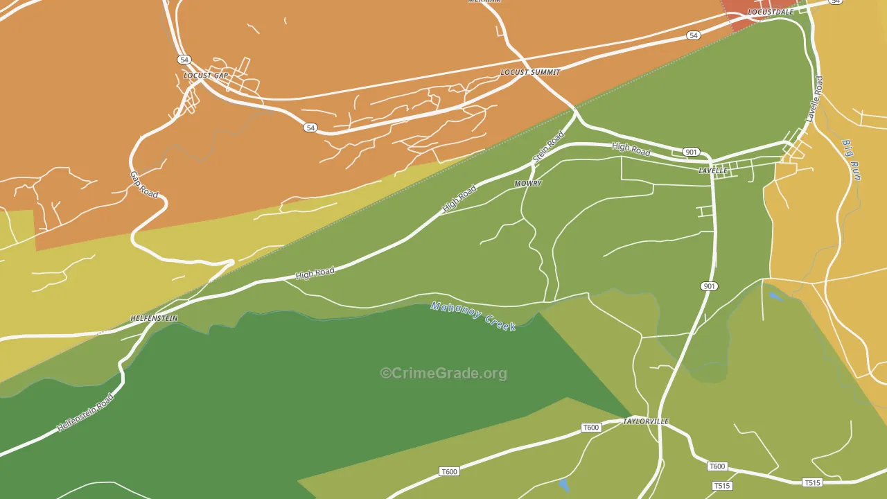 Mowry, PA Map of Theft Rates