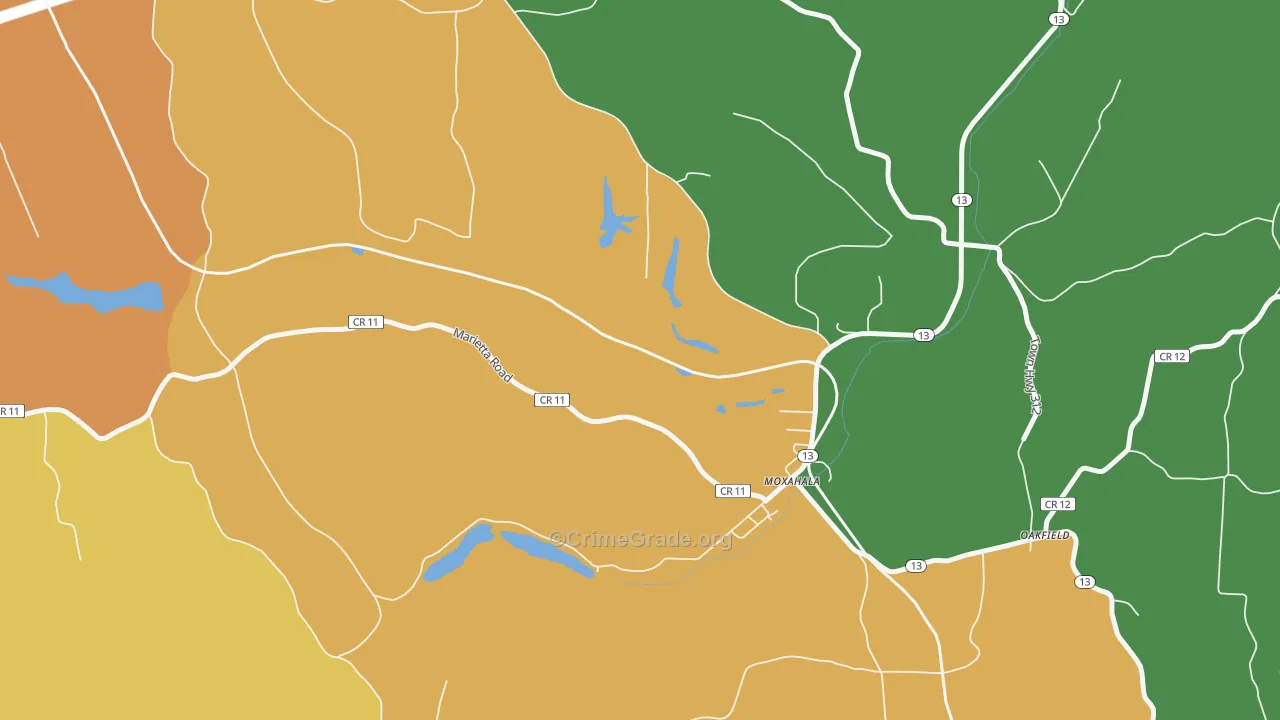 Moxahala, OH Map of Theft Rates