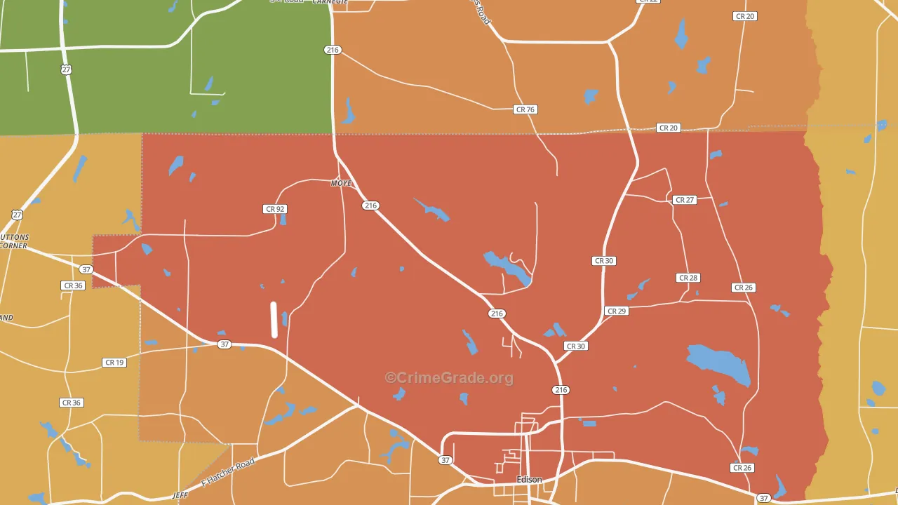 Moye, GA Map of Theft Rates