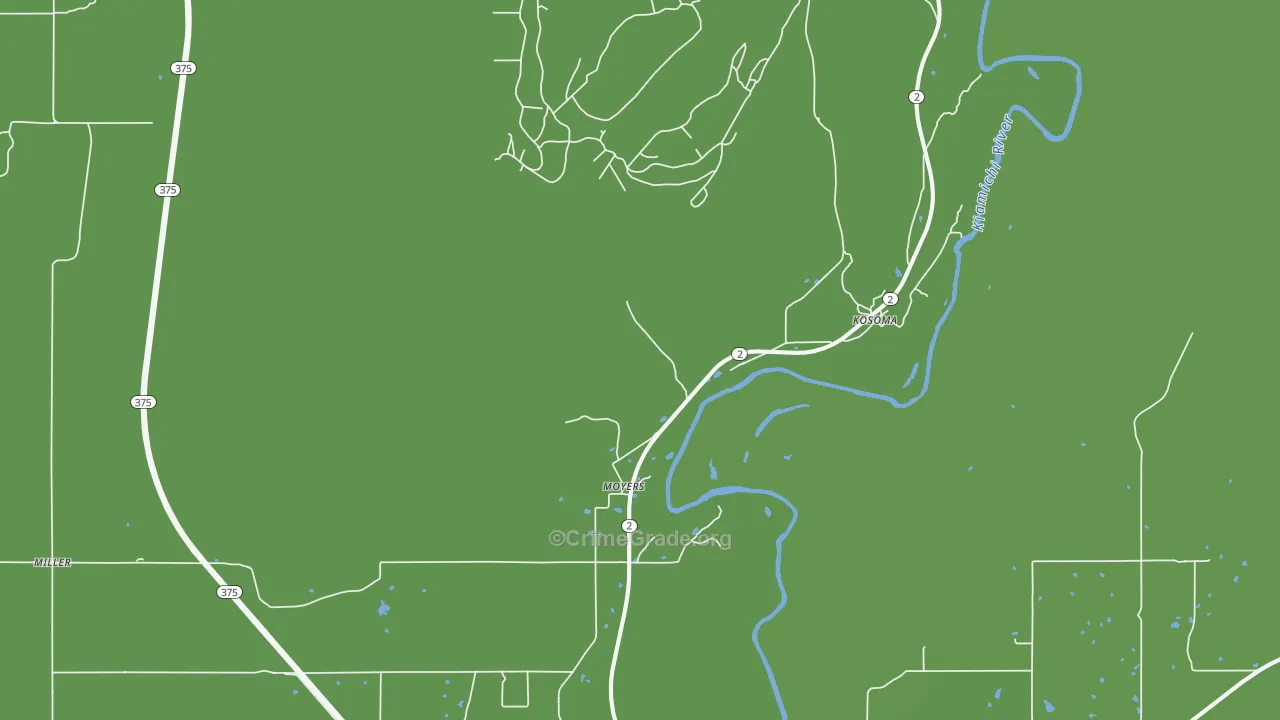 Moyers, OK Map of Theft Rates