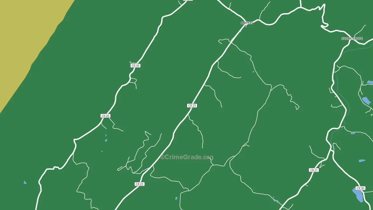 Moyers, WV Map of Theft Rates