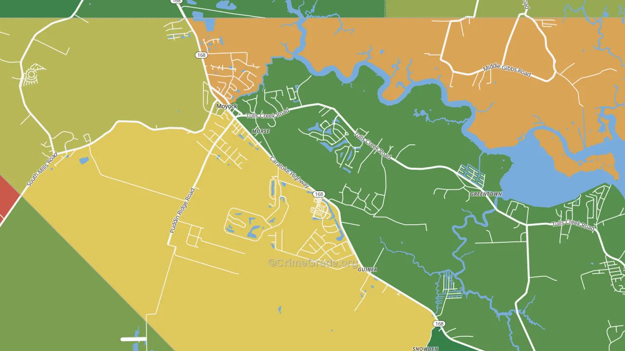 Moyock, NC Map of Theft Rates