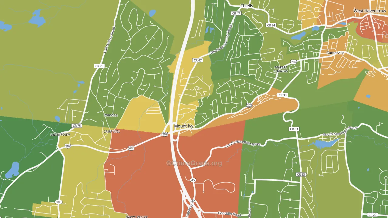 Mt Ivy, Pomona, NY Map of Theft Rates