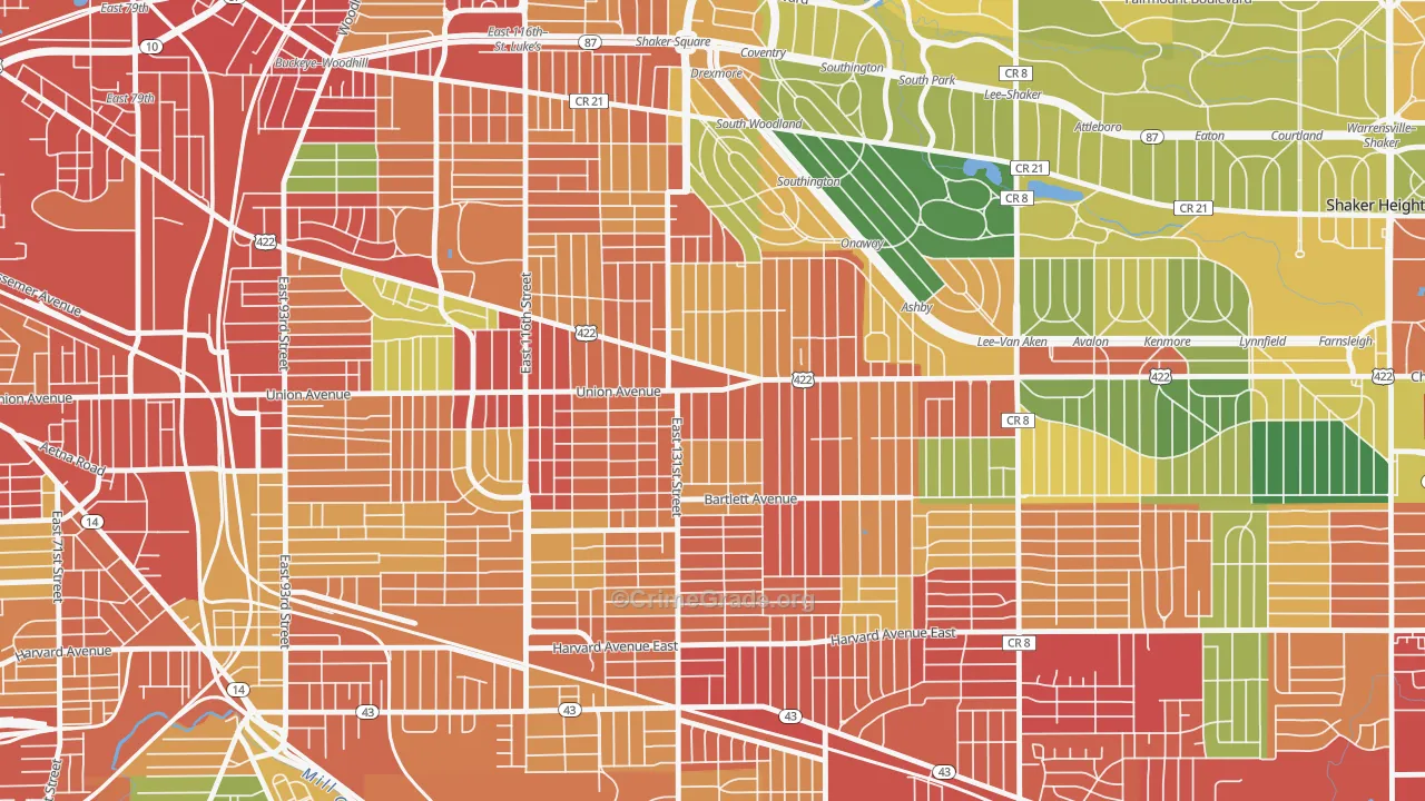 Mt Pleasant, Cleveland, OH Map of Theft Rates
