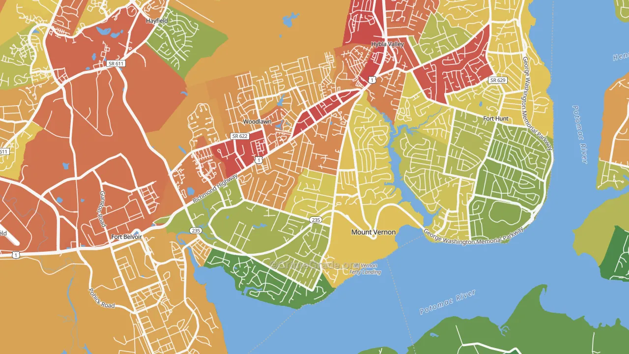 Mt Vernon, Mount Vernon, VA Map of Theft Rates