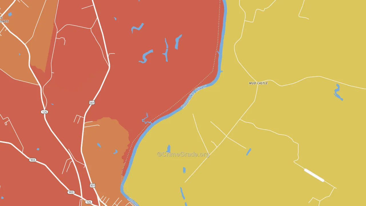 Mud Castle, NC Map of Theft Rates