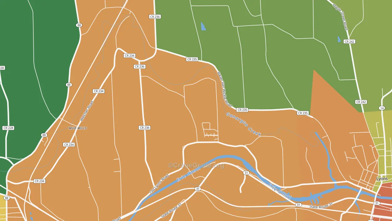 Mud Mills, NY Map of Theft Rates