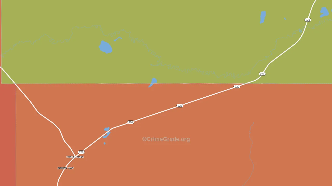Muddy Gap, WY Map of Theft Rates
