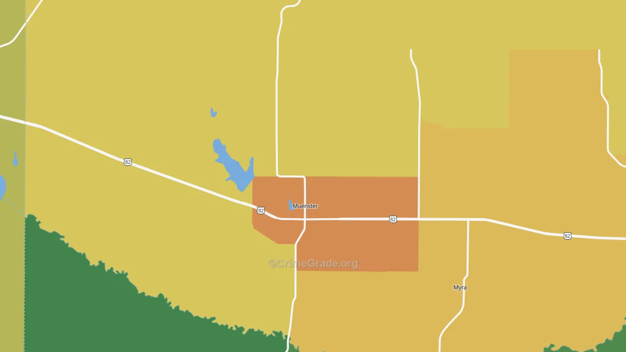 Muenster, TX Map of Theft Rates