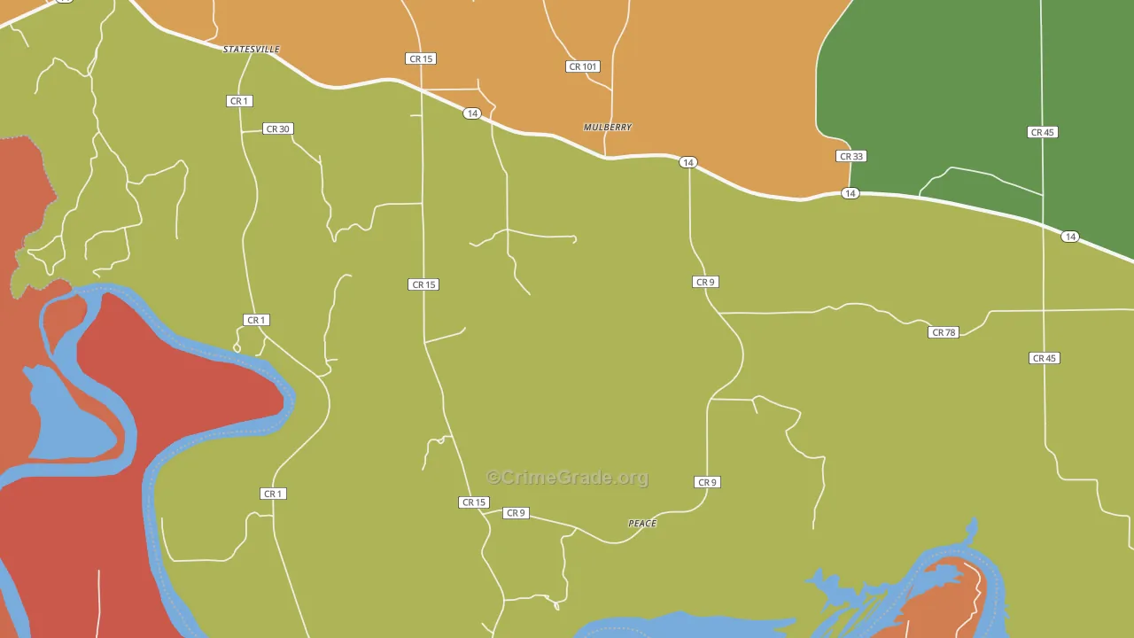 Mulberry, AL Map of Theft Rates