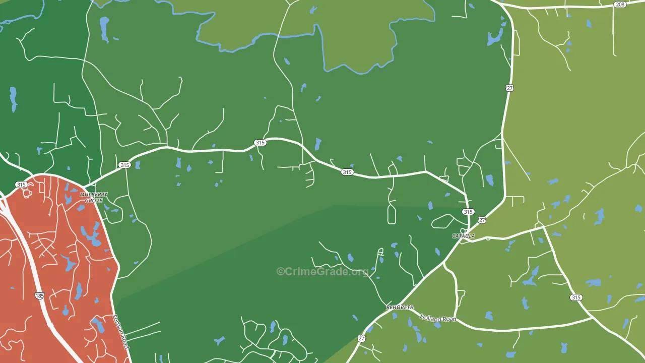 Mulberry Grove, GA Map of Theft Rates