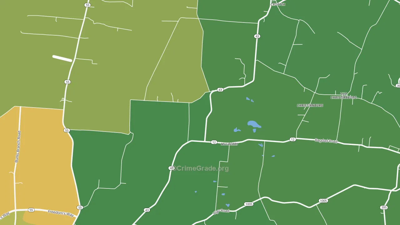 Mulberry, KY Map of Theft Rates