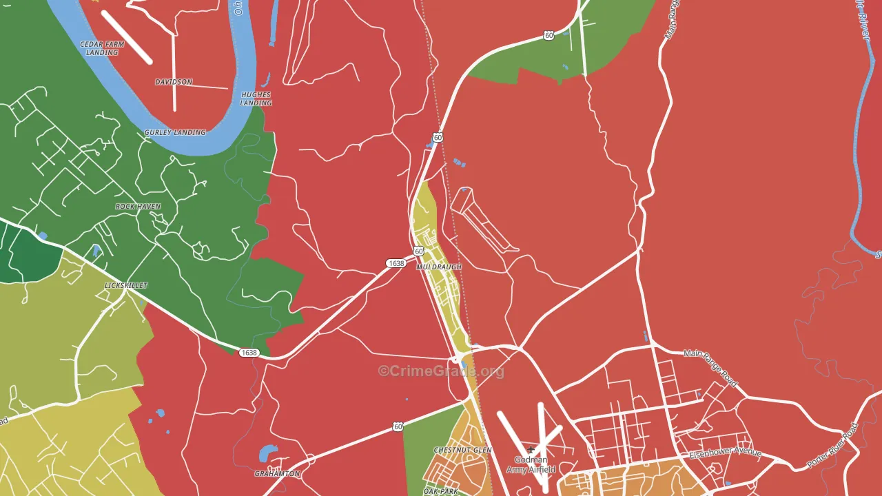 Muldraugh, KY Map of Theft Rates