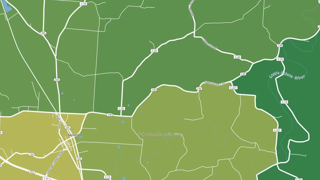 Mule Town, OH Map of Theft Rates