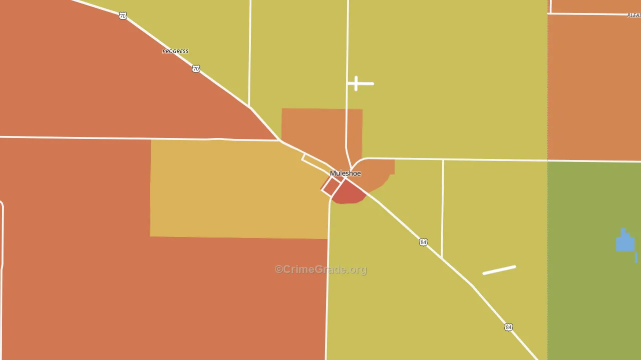Muleshoe, TX Map of Theft Rates