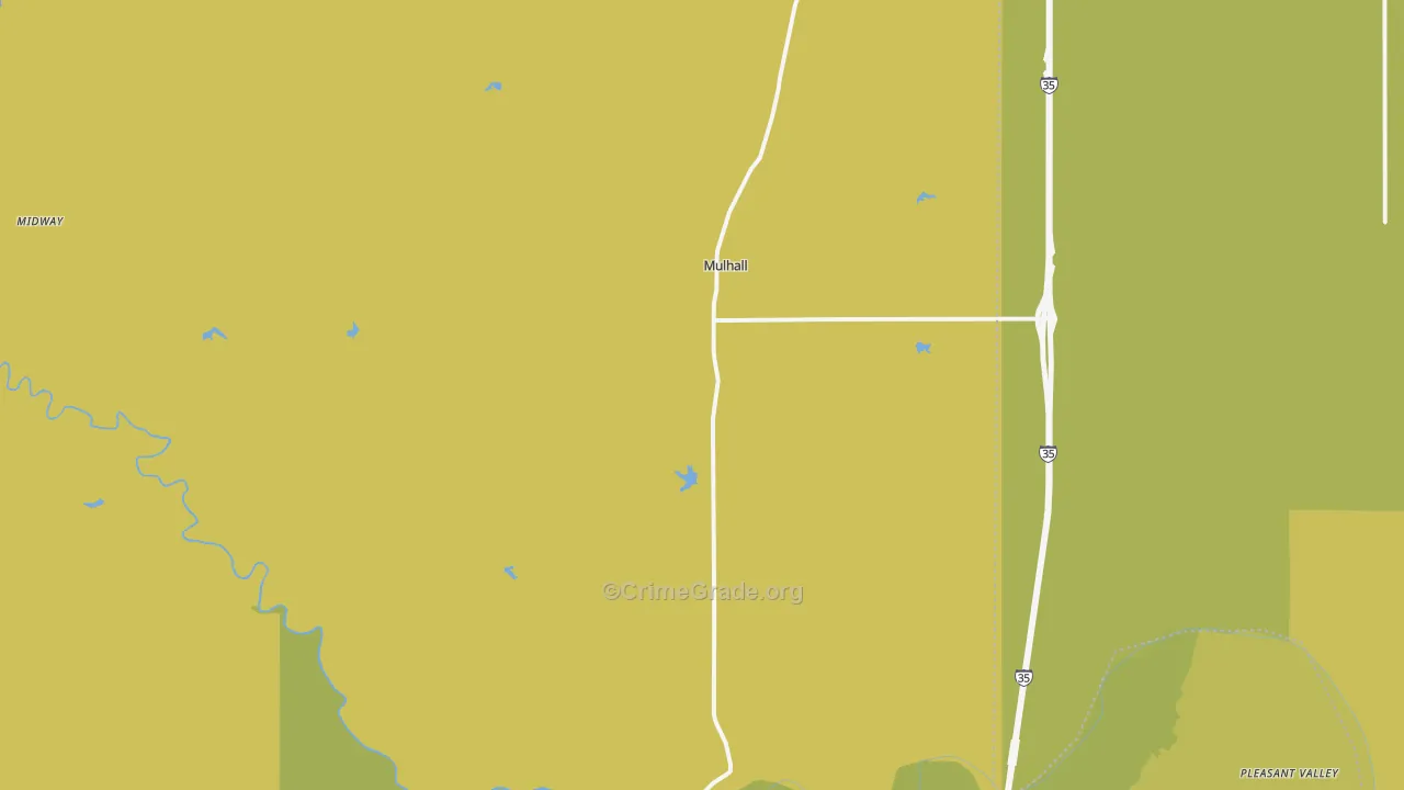 Mulhall, OK Map of Theft Rates