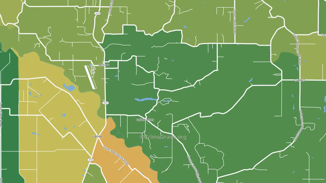 Mulino, OR Map of Theft Rates