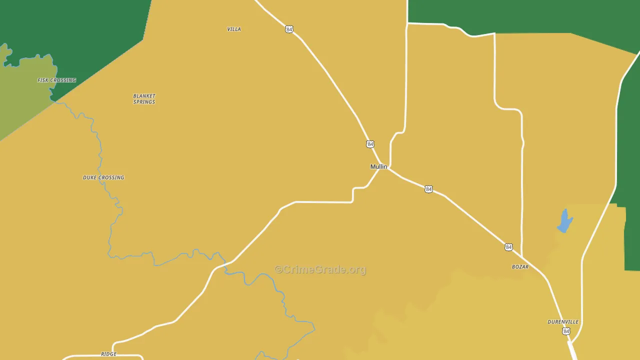 Mullin, TX Map of Theft Rates