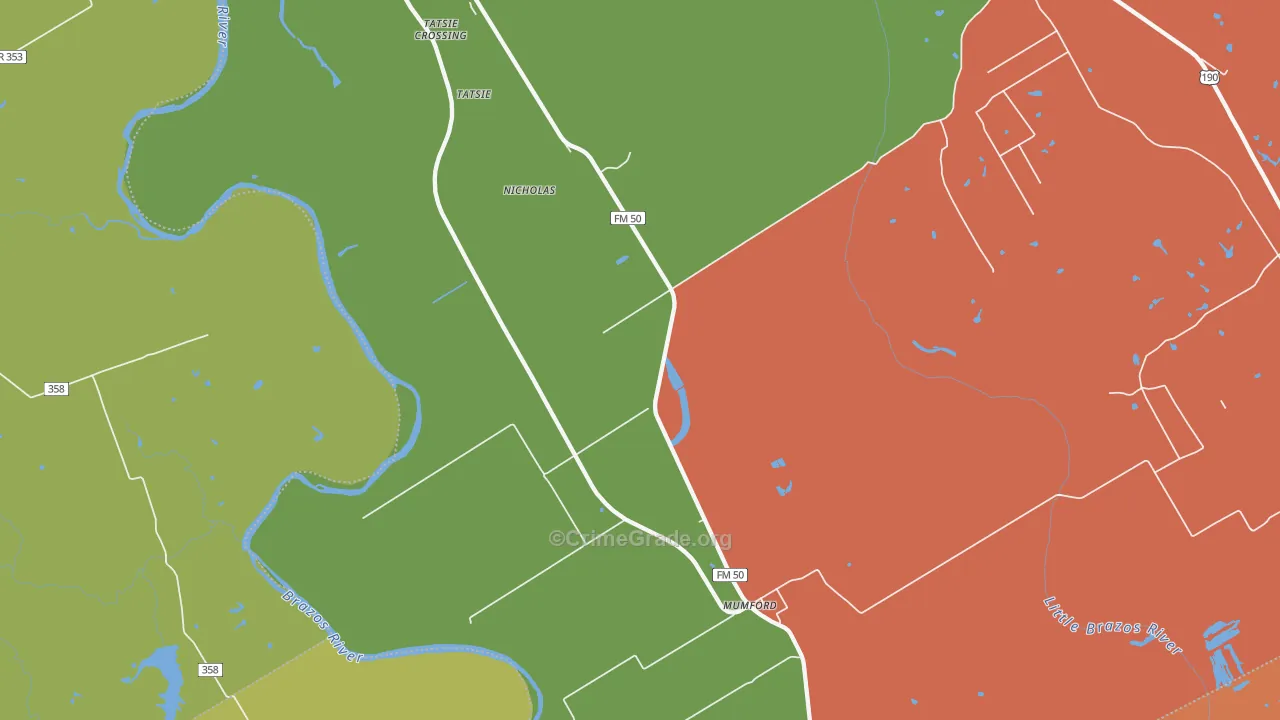 Mumford, TX Map of Theft Rates