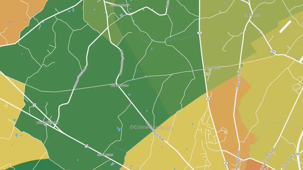 Mummasburg, PA Map of Theft Rates