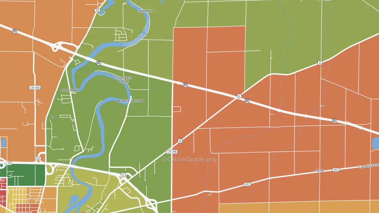 Muncie Hollow, OH Map of Theft Rates