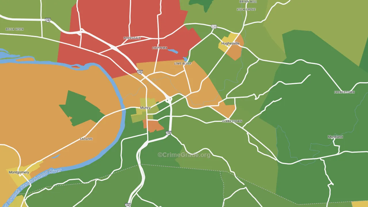 Muncy, PA Map of Theft Rates