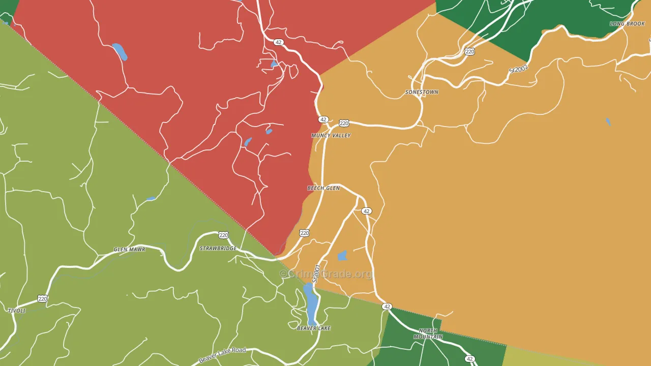 Muncy Valley, PA Map of Theft Rates