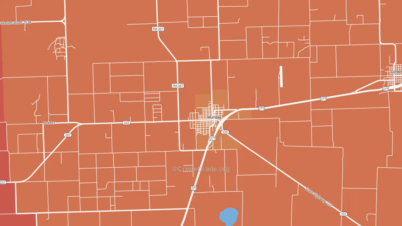 Munday, TX Map of Theft Rates