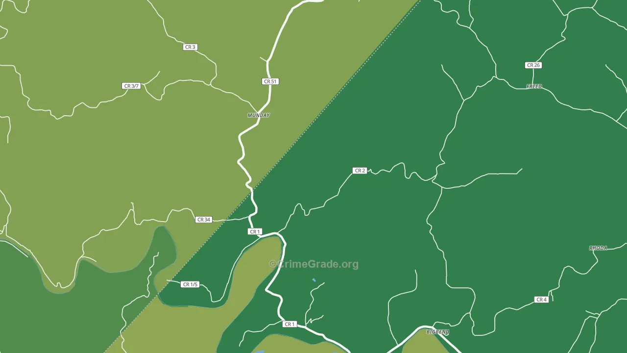 Munday, WV Map of Theft Rates