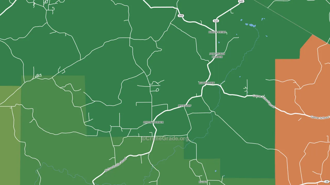 Munderf, PA Map of Theft Rates
