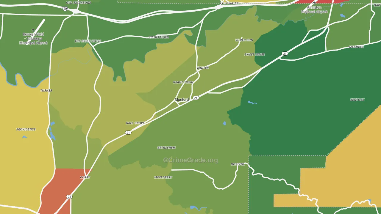 Munford, AL Map of Theft Rates