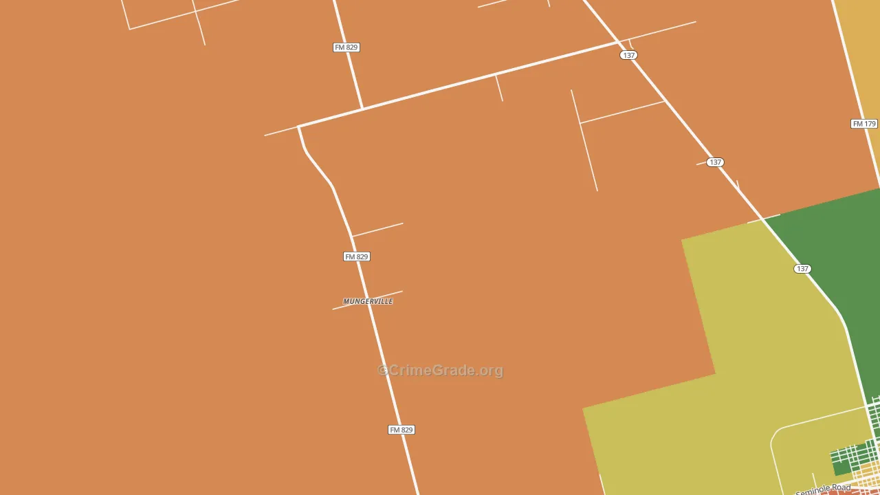 Mungerville, TX Map of Theft Rates