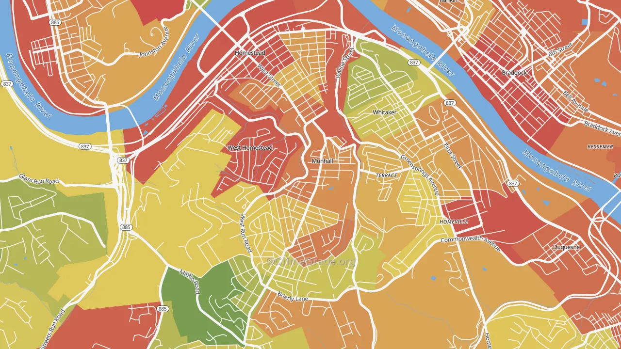 Munhall, PA Map of Theft Rates