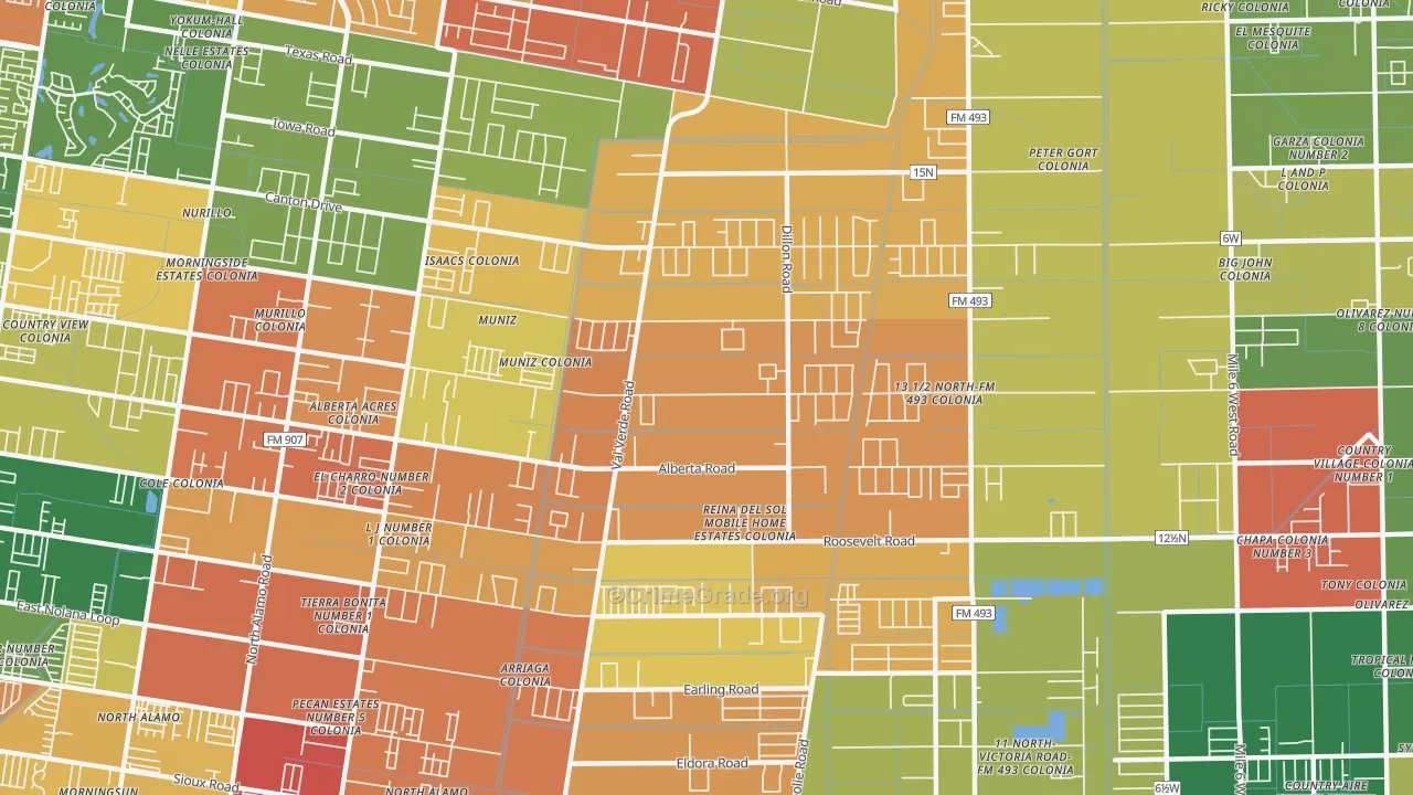 Muniz, TX Map of Theft Rates