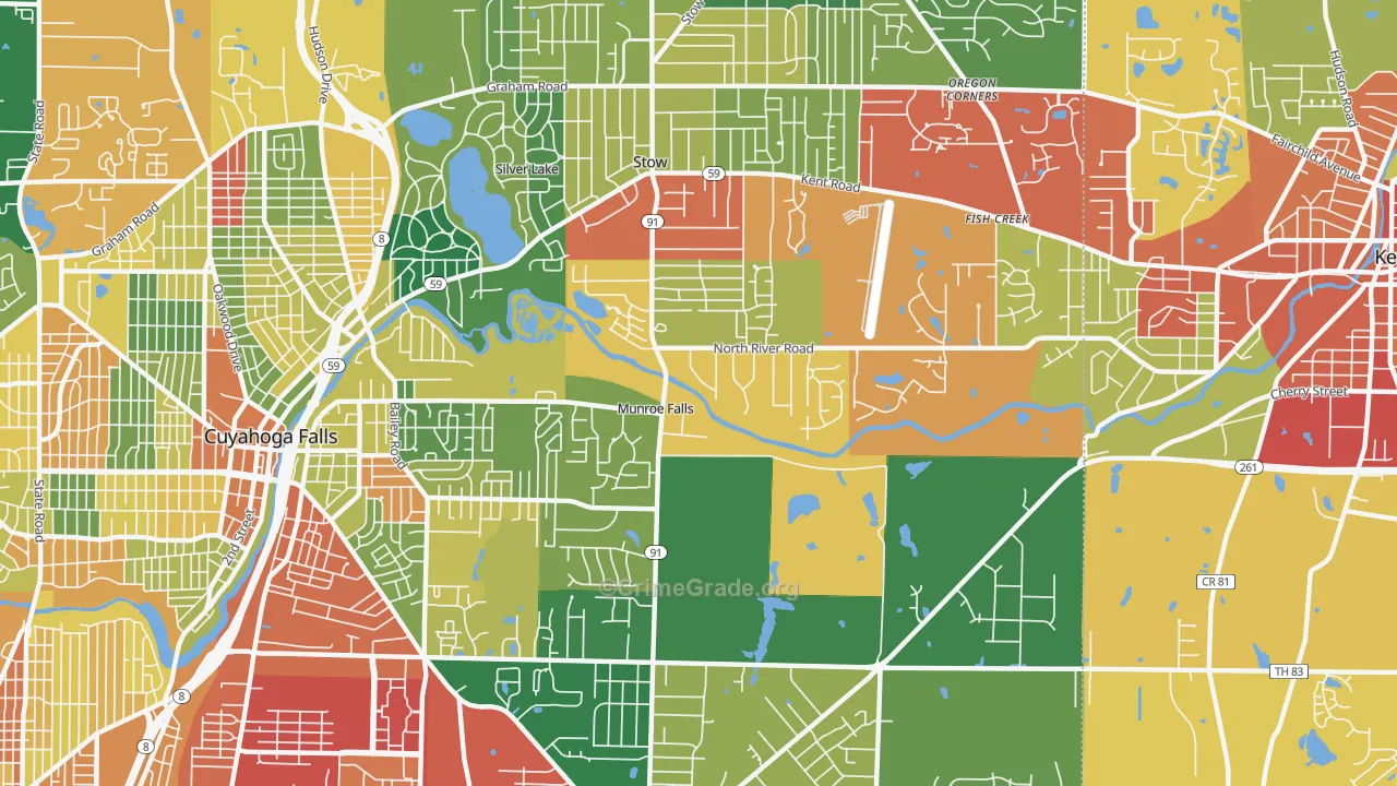 Munroe Falls, OH Map of Theft Rates