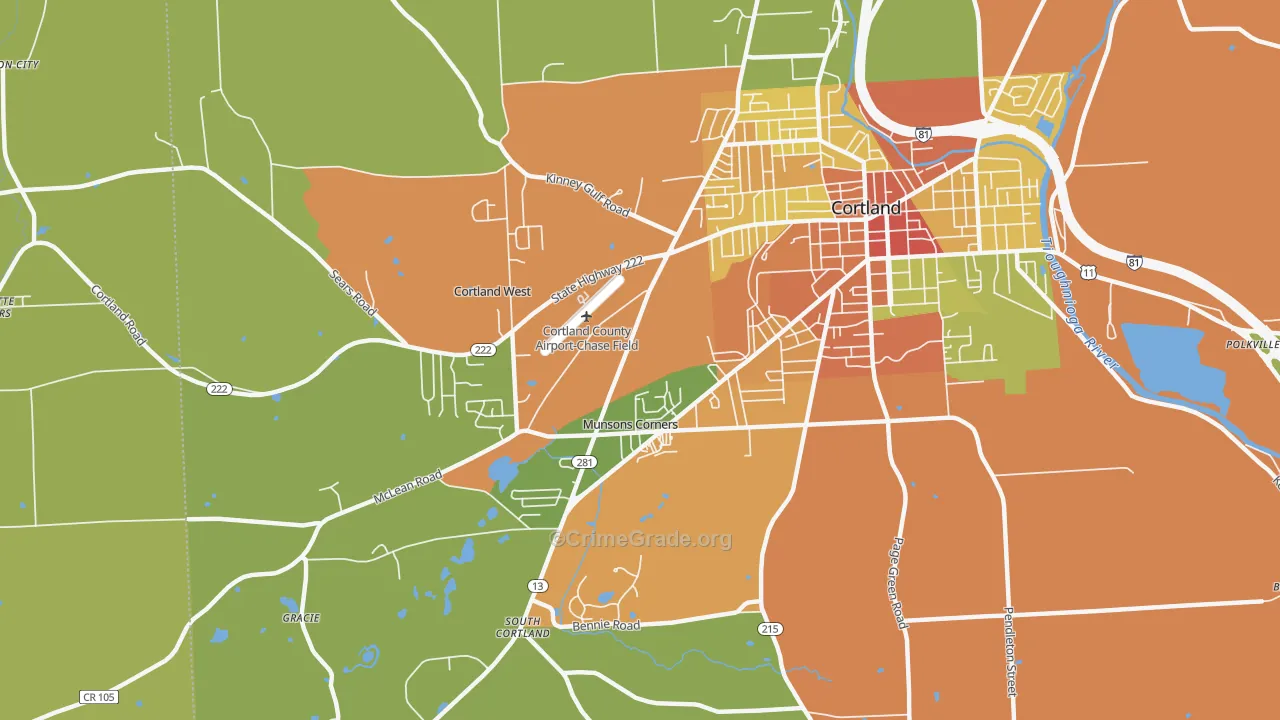 Munsons Corners, NY Map of Theft Rates