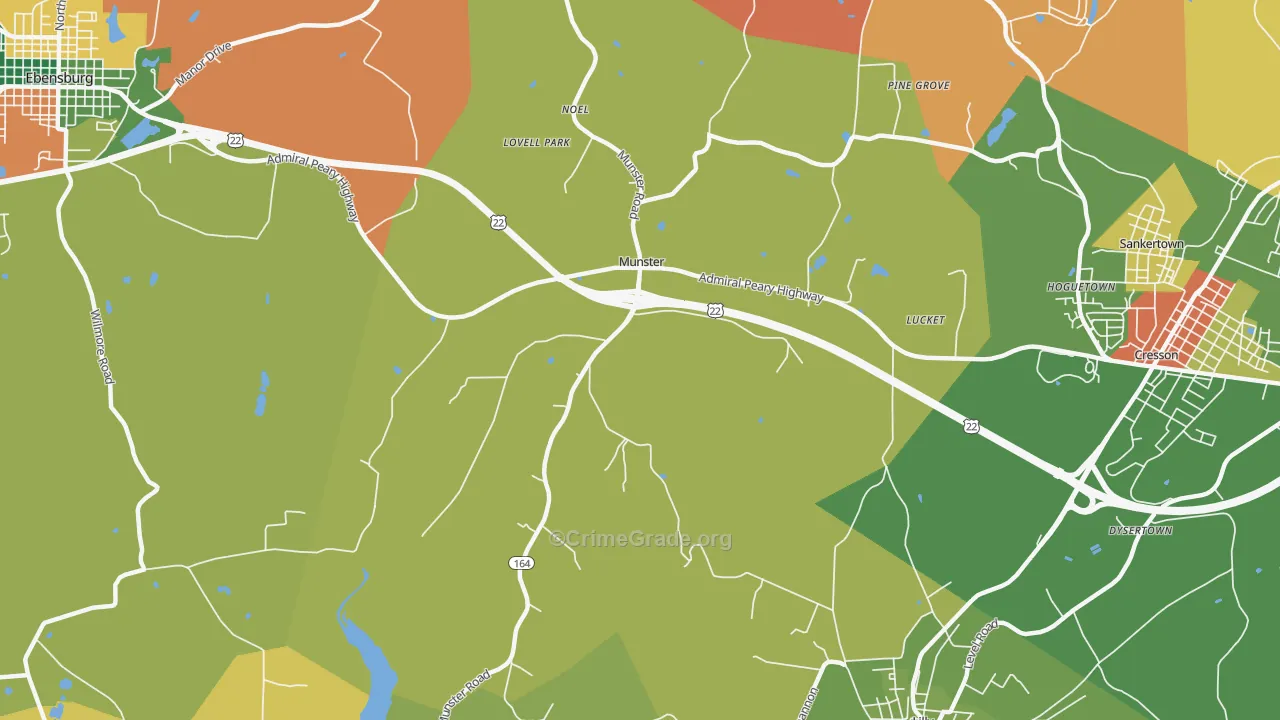 Munster, PA Map of Theft Rates