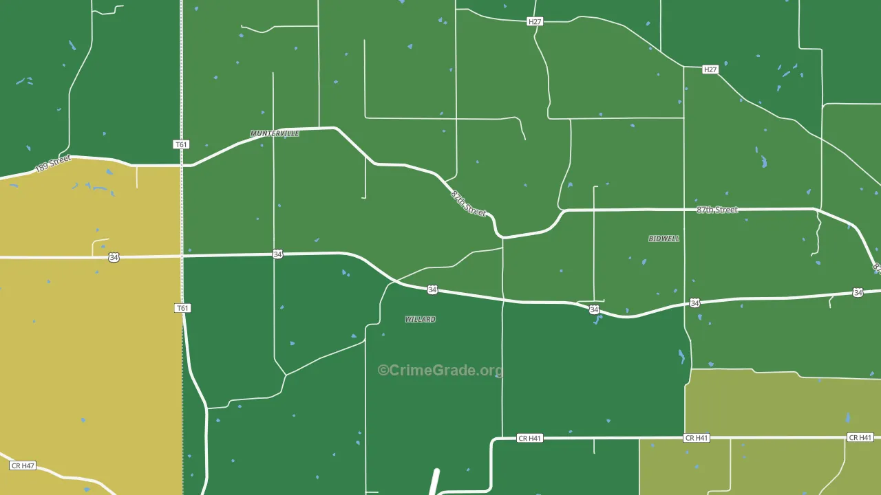 Munterville, IA Map of Theft Rates