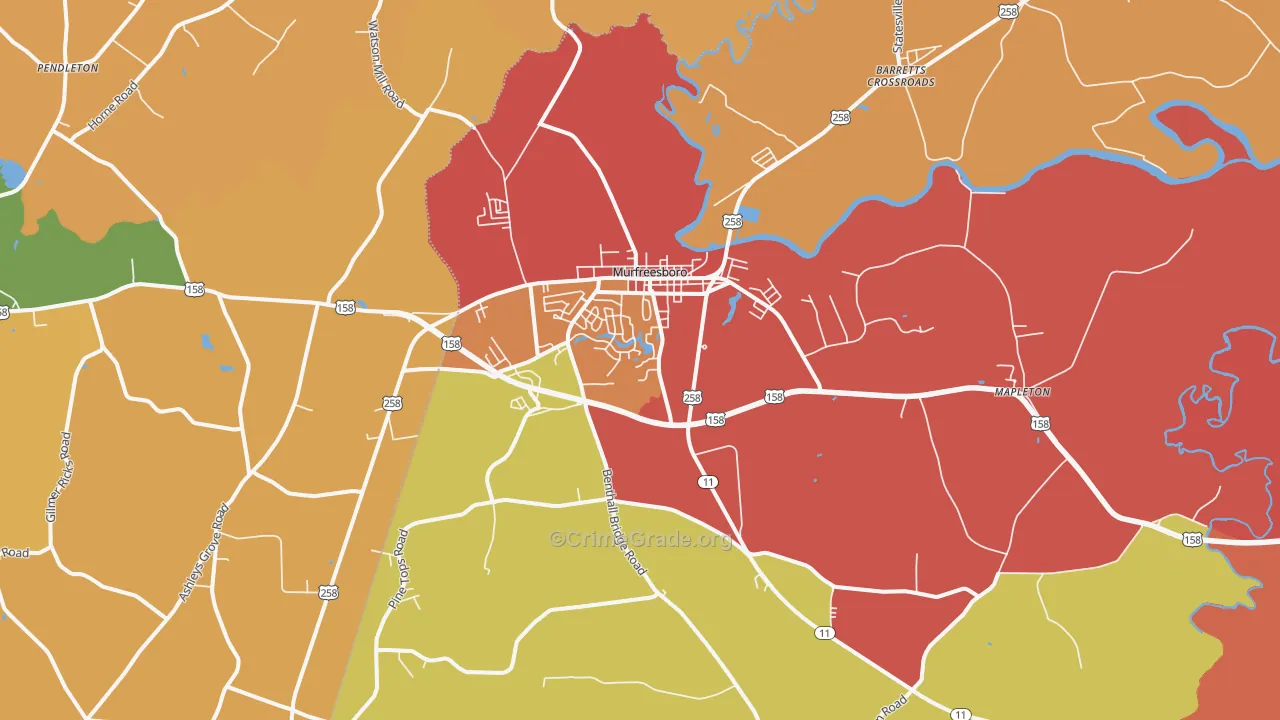 Murfreesboro, NC Map of Theft Rates