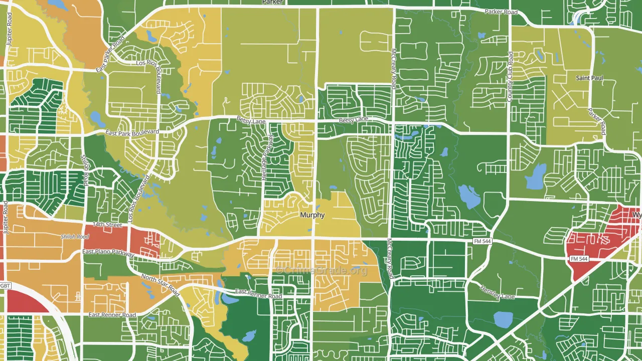 Murphy, TX Map of Theft Rates
