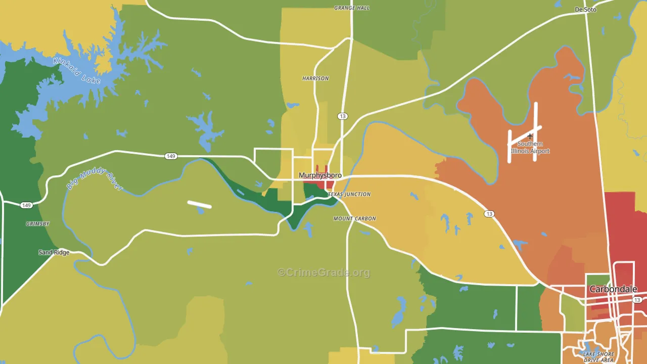 Murphysboro, IL Map of Theft Rates